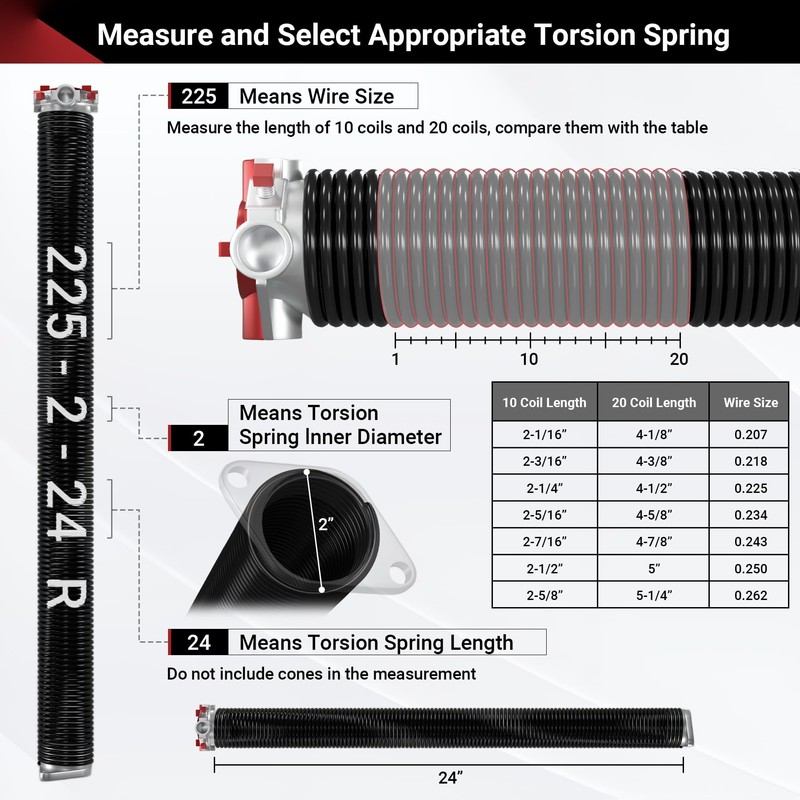 Garage Door Spring 0.225 x 2” x 24” (Pair), 18000