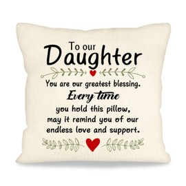 ACAROMAY to Our Daughter Gifts from Parents Daughter Pillows Decorative Positive Gift for Daughter Christmas Birthday Present Long Distance Ideas Throw Pillow Cover 18 x 18 (Our Daughter)