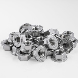 Topnorm24 - Flange Nut with Locking Toothing DIN 6923 Stainless Steel M10-10 Pieces A2 V2A Hex Nut with Flange and Locking Toothing Collar Nut (10, M10)
