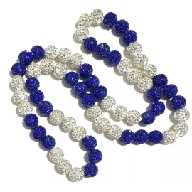 Power Energy Sports Bling Iced Disco Ball Crystal Beaded Bead Baseball Chain Necklace LA Dodgers - 18" inches