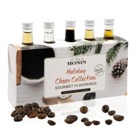 Monin - 5 Flavor Holiday Cheer Collection: Macadamia Nut, Peppermint, Cookie Butter, Toasted Marshmallow, & Gingerbread, Natural Flavors for All Drinks, Gluten-Free (1.69 oz per bottle)