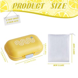 3-Piece Soap Box Travel Set, with 3 Soap Containers and 3 Soap Bags, Soap Box with Draining Grid, Soap Box Travel, for Bar, Soap Travel Bag for Bathroom, Shower, Gym