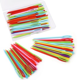 LUNARM 50PCS Plastic Sewing Needles, Large Eye Plastic Yarn Needles for Kids, 7cm/9cm Plastic Needles for Yarn and Craft Plastic Embroidery Needle for DIY Sewing Handmade Crafts