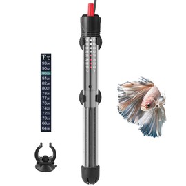 HITOP HP-608 Submersible Aquarium Heater 100W 200W 300W With Thermometer and Extra Sucker Cup (200W)