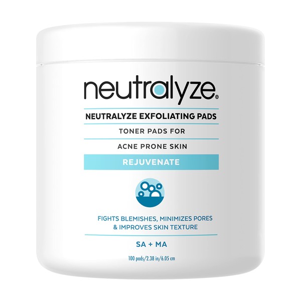 Neutralyze Exfoliating Acne Treatment Pads (100 Count) - Dual Textured