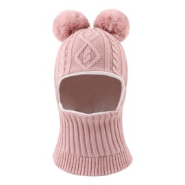 XIAOHAWANG Winter Hat Boys Warm Knitted Hat Girls Thick Children's Hats Windproof Cold Protection Hat for Baby Children, Skin pink