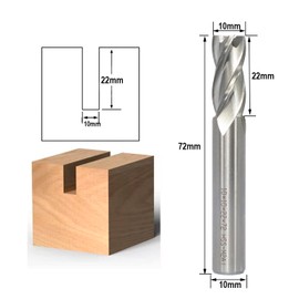 Sinoprotools End Mill, 10 mm Shank x Diameter 10 mm, 22 mm Cutting Depth CNC 4 Flutes Spiral Mill, HSS AL End Mill Cutter Bit, for Wood, Aluminium (Diameter = 10, S = 10)