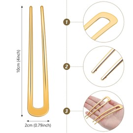 6 Pack U Shaped Hair Pins,Sublaga French Hair Pins Metal French U Pins Vintage Hair Fork Hair Pin for Buns Women Girls Hairstyle Accessories