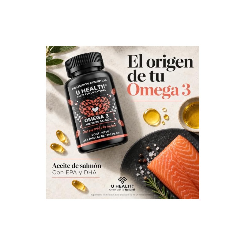 Omega 3 de Aceite de Salmón, 120 Cápsulas de 1000