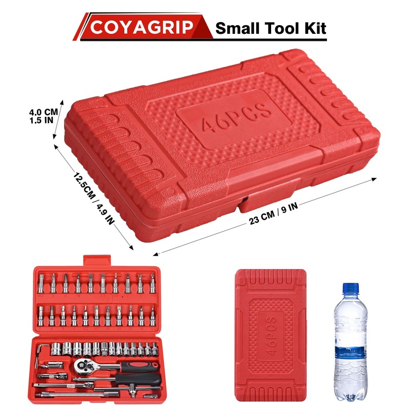 COYAGRIP 46PCS Socket Ratchet Wrench Set, 1/4 Inch Drive Small