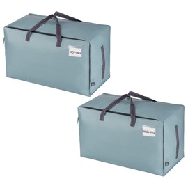 VENO 2 Pack Moving Bags, Moving Boxes, College Packing Supplies Storage Boxes with Lids Alternative, Heavy Duty Dorm Organizer Tote, Extra Large, Sturdy Handles, Zipper (Light Blue Matte, 2 Pack)