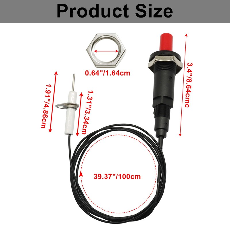 Kyuionty 2 Pcs Piezo Igniter Kit, Push Button Spark Straight