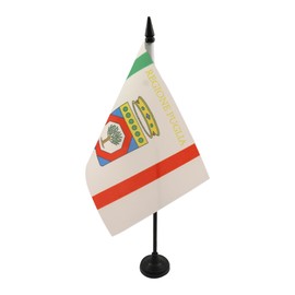 AZ FLAG APULIA TABLE FLAG 5'' x 8'' - ITALY - ITALIAN REGION OF PUGLIA DESK FLAG 21 x 14 cm - Black plastic stick and base