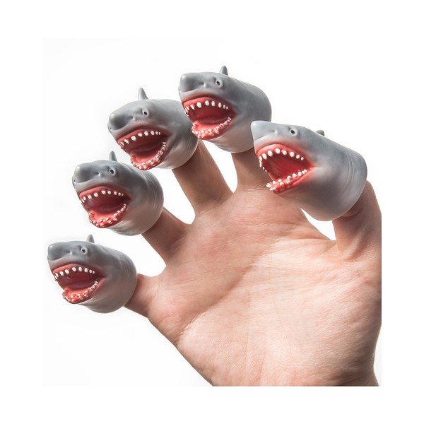 AQKILO® Shark Finger Puppet Set, Animals Puppet Show Theater Props, Novelty Toys Weird Stuff Gifts, 5Pcs