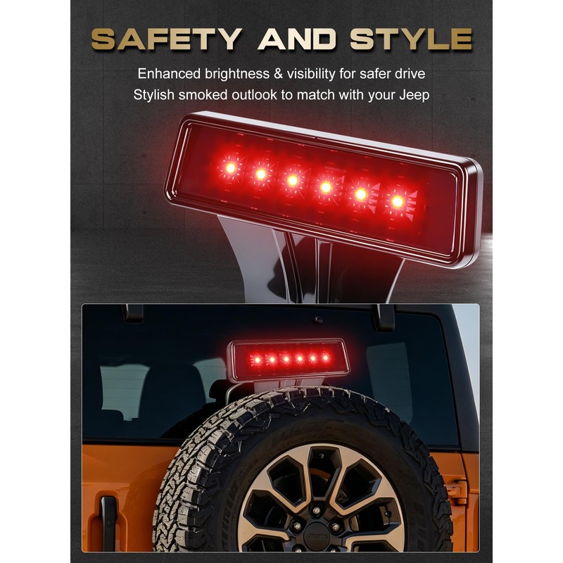 MAYELLO Tail Lights&3rd Brake Lights Compatible with Jeep JK JKU