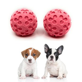 Small Ball Dog Toy - 100% Natural Rubber (Latex) - Soft Squeaky Dog Toy - Small Dogs Puppies - Indoor Play - Free from Harmful Chemicals - Small (2.35") - Set of 2 Pink