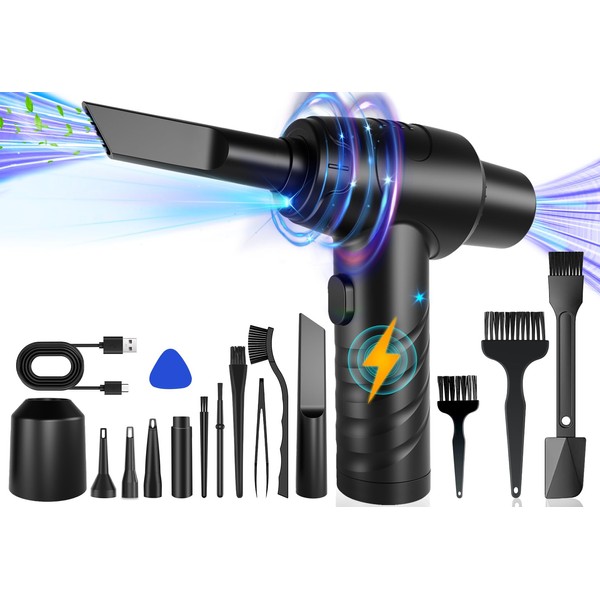 Cordless Air Duster & Vacuum Cleaner, 12000Pa Powerful Suction, 7800mAh