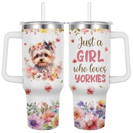 Caiibaoob Yorkie Travel Mug for Girls,Vacuum Insulated Tumbler 40oz (yorkie)