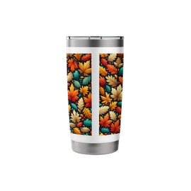 Fall Color Leaves Themed Autumn Colorful Fall Leaf Pattern Stainless Steel Insulated Tumbler