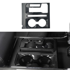 Keptrim for 2021 2022 2023 2024 2025 Ford F150 Center Console Gear Shift Panel Cup Holder Trim, ABS Carbon Fiber