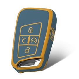 WORCAS for Volkswagen Key Fob Cover,TPU Smart Cover Key Case Compatible with Volkswagen Atlas Jetta Arteon Tiguan Taos 3/4/5 Buttons Keyless Entry Remote Key(Gold-Gray)