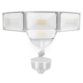 LUTEC 84W 9500LM LED Security Light Motion Sensor Outdoor Lights with Night Light, 4 Head LED Flood Lights 5000K Daylight, IP65 Waterproof, Motion Detected Lights for Outside (White)