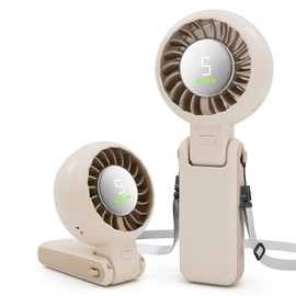 WIXBOSHU Portable Handheld Turbo Fan Foldable Personal Fans, 5 Gear Wind, 4000mAh Rechargeable Battery Operated, Up to 16 Working Hours, 3 IN 1 Small Hand Held Fan for Travel, Camping, Beach (White)