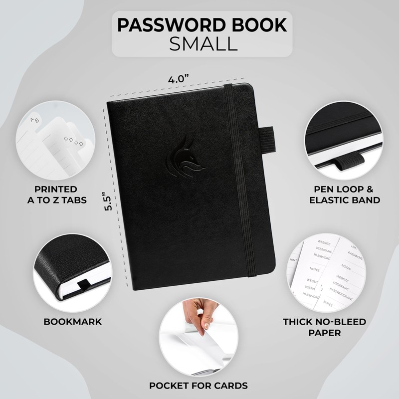 Clever Fox Password Book with alphabetical tabs. Internet Address Organizer