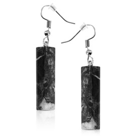 Marble Stories Marble Pillar Dangle Earrings – Long Drop Earrings for Women, Western Jewelery Gift for her (Black)