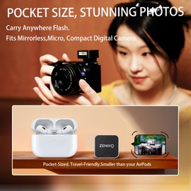 ZΕΝΙΚΟ ZF08 On-Camera Flash,Photography Flash with Adjustable Brightness (5 Levels) Type-C Charging, Universal Hot Shoe Mount, 440 Full Power Flashes For Cameras. Black