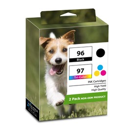 96XL 97XL Ink Cartridges Combo Pack (2-Pack, 1Black+1Tri-Color) for HP 96XL 97XL Ink Cartridges Work with DeskJet 5940 6840 6940 6988 9800 Photosmart 2610 2710 8050 8450 Printer