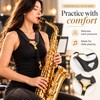 Adjustable Saxophone Shoulder Harness, Breathable Leather Contoured Sax Strap for