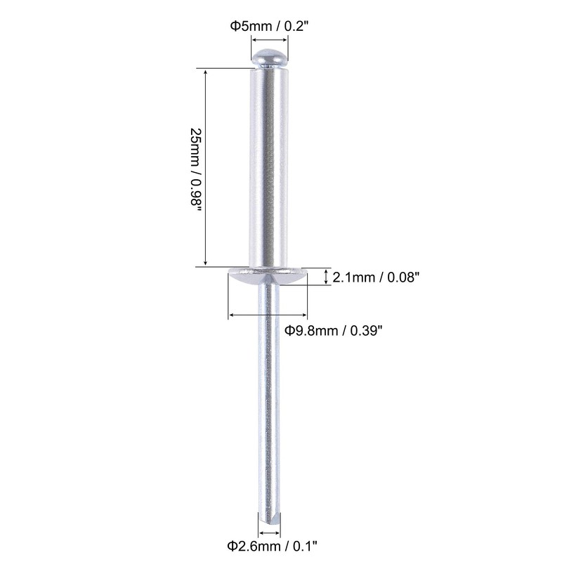 sourcing map Blind Rivets Aluminium Pull Rivets Core Decoration Rivets