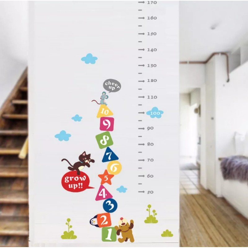 DaraBaby Vinil Decorativo Infantil Regla Medición Números Gato Yperro