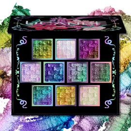 UCANBE Chameleon Multichrome Eyeshadow Palette, 10 Colors Shifting Chromatic Light-Reflecting Metallic Eye Shadow, Multi-Use Blendable Holographic Glitter Shimmer Eye Makeup Pallet (Solar Python)