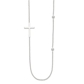 Auriga Fine Jewelry 925 Sterling Silver Polished Cross Chain Necklace 18"