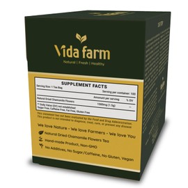 VIDA FARM 100 Chamomile Tea Bags, Natural Chamomile Flowers Tea Bags, Dried Chamomile Herbal Tea, Dried Chamomile Flowers Tea, Sugar Free, Caffeine Free, Gluten Free