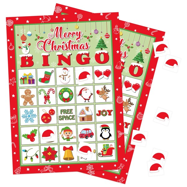 Christmas Bingo Game Xmas Holiday Winter Party Supplies Favors (for 40 Players at Most)