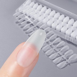 BEIHOO Nail Tips, Clear, Third Generation, 0.008 inch (0.2 mm), Ultra Thin, Pre-Sanded, Natural Fit, Length Extension Tips, Easy to Use, Storage Case & Nail Tool Included, For False Nails, Salon