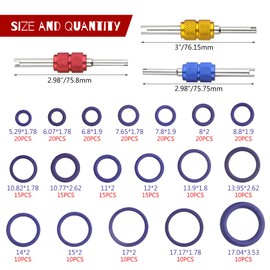 WMYCONGCONG 540 PCS 18 Sizes Rubber O Ring Assortment Kit O-Ring Gasket Air Conditioning Compressor Seal Ring Tool Set w/ 3 PCS Valve Core Removal Tool for Car Vehicle Auto Repair