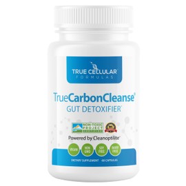 TrueCarbonCleanse™ - Perfect Gut Detoxifier & Binder - Advanced Formula with Organic Bamboo Activated Charcoal Capsules - 60 Capsules - Vegan, Non GMO, Gluten Free, Soy Free, Non-Toxic Certified