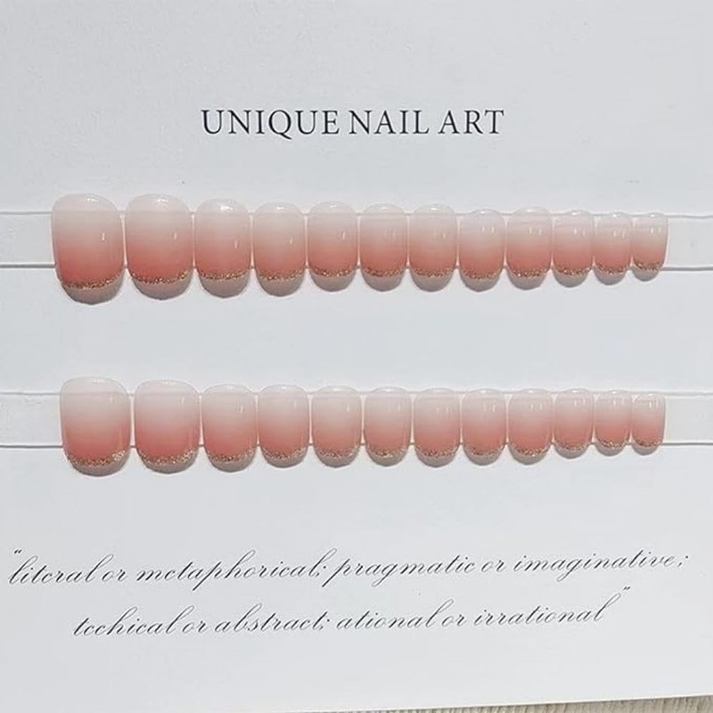YOGOTI Nail Tips, 24 Pieces, Short Gel Nail Stickers, Nail