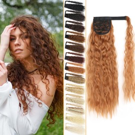 Inscca Clip-In Extensions Like Real Hair Braid Auburn Light Ponytail Long Fake Hairpiece Wavy Hair Extensions 56 cm 100 g