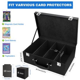 OFNMY Toploaders Storage Box,Trading Card Storage Box for 3" x 4" 35PT Rigid Card with 4 Foam Stopper & 10 Colored Dividers for Trading Cards,Sports Cards,Top Loaders and Magnetic Card Holders