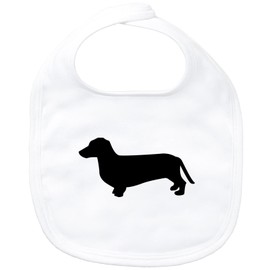 Huuraa Baby Bib Dachshund Silhouette Unisex Bib with Motif for Dog Lovers Gift Idea for Newborns and Toddlers, White