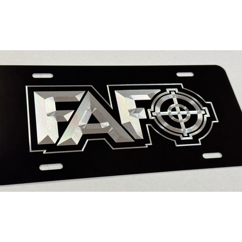 FAFO Scope Car Tag Diamond Etched Engraved Vanity Front Aluminum