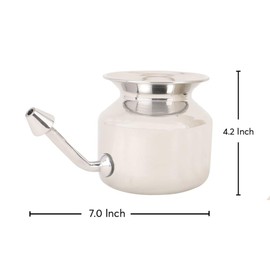 HealthAndYoga(TM) SteloKleen Superior Neti Pot Learner - Improver Kit - Unbreakable Stainless Steel Pot - Smooth Leak Plug Nose Tip - Pure Salt 25 Pieces