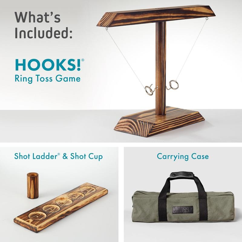 Craggy Games HOOKS! Ring Toss and Shot Ladder® - Burned
