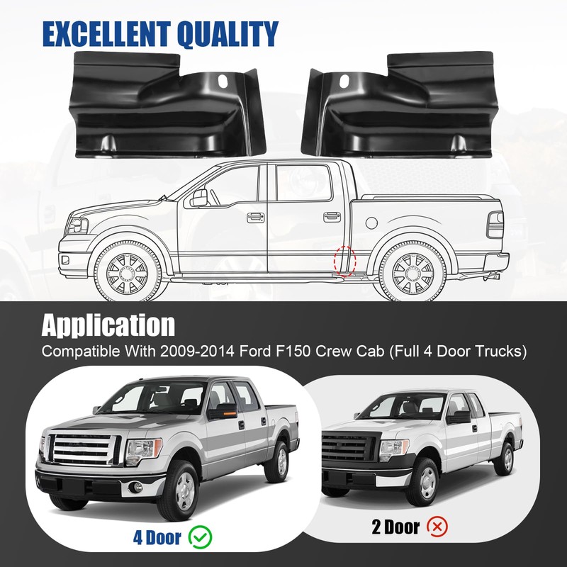 Pickup Truck Cab Corners Compatible with Ford F150 2009 2010