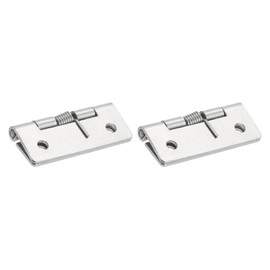 sourcing map 2Pcs Spring Hinge, 2" Length 304 Stainless Steel Spring Loaded Hinges, Self-Closing Cabinet Hinges for Left and Right Hand Doors Cabinet Closet DIY Hardware, Silver (Exterior)